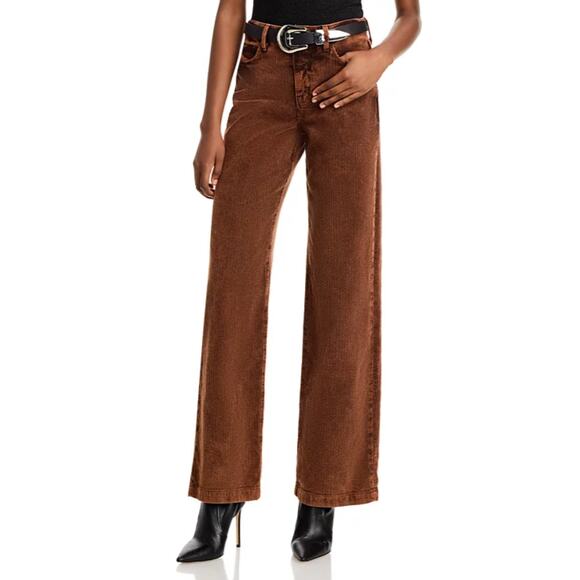 L'AGENCE WOMENS SIZE 23 SCOTTIE WIDE LEG CORDUROY JEANS IN SADDLE BROWN NEW - Picture 1 of 16